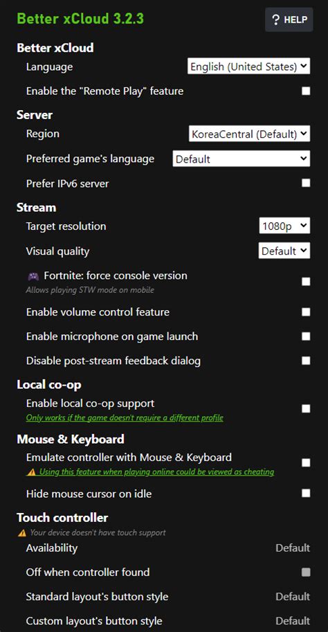 better xcloud settings